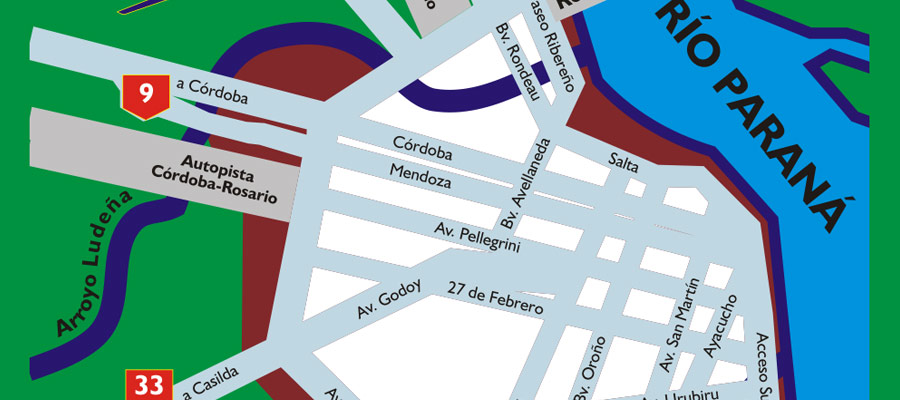 Plano de Accesos a Rosario