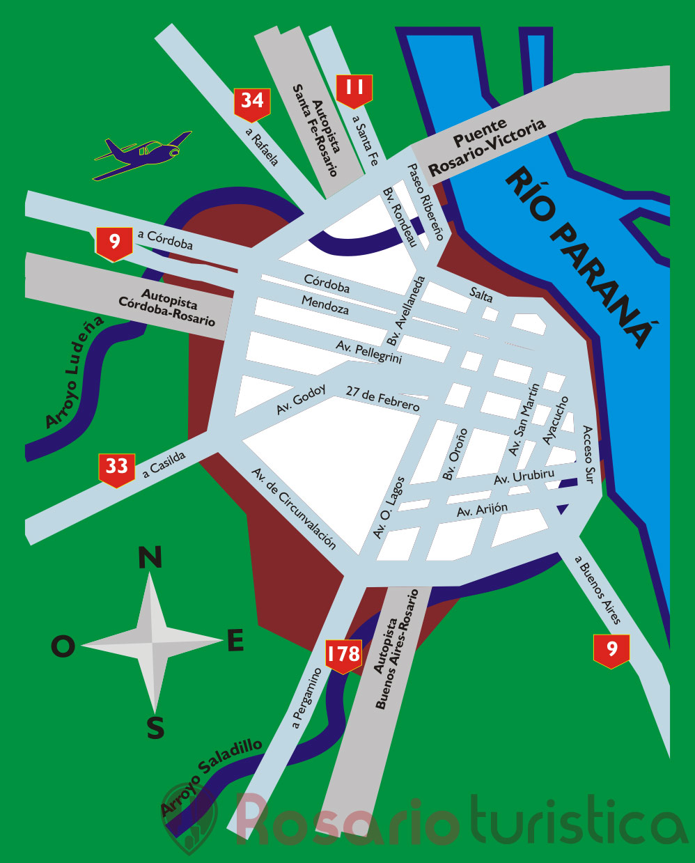 Plano de Accesos a Rosario